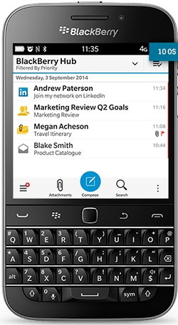 The Blackberry Classic and its unified inbox called the Hub.